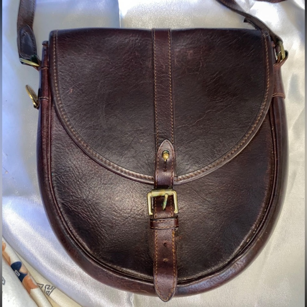 Vintage Mulberry Dark Brown Leather Crossbody Bag
